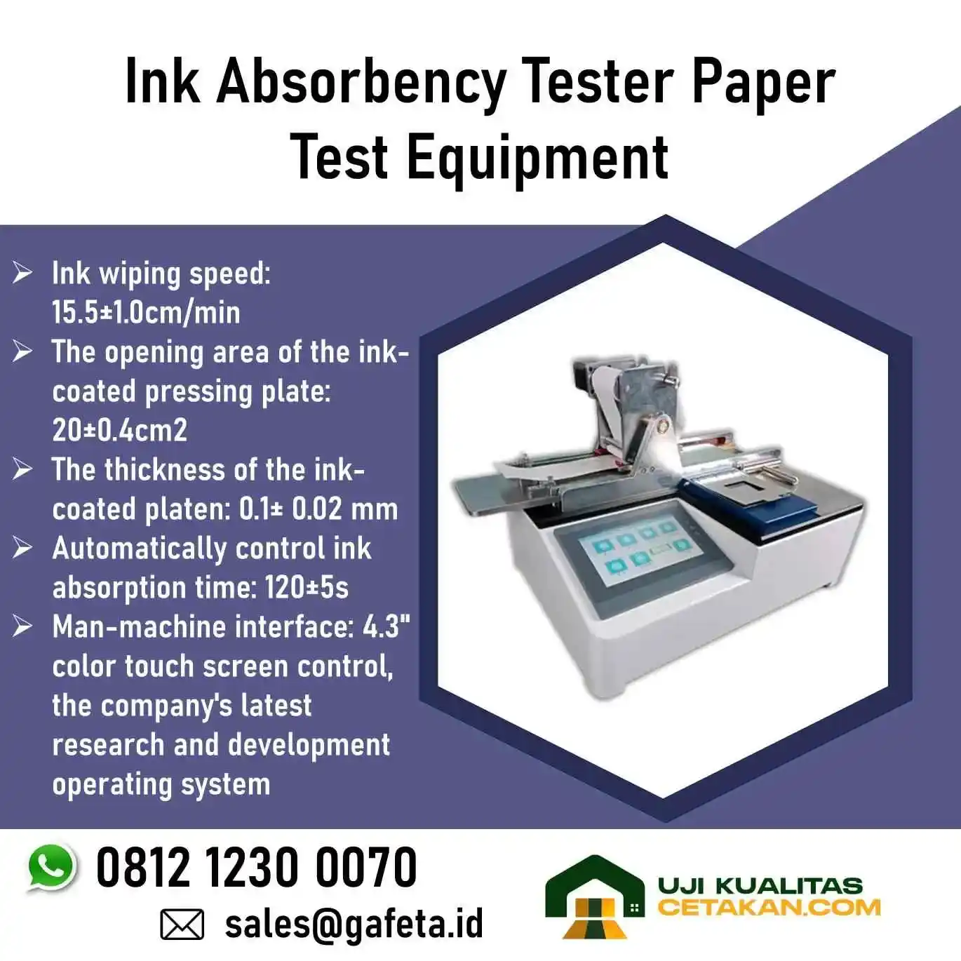 Ink Absorbency Tester Paper Test Equipment Uji Penyerapan Tinta ISO 9001